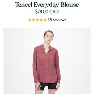 Tentree tencel everyday blouse green blouse size small